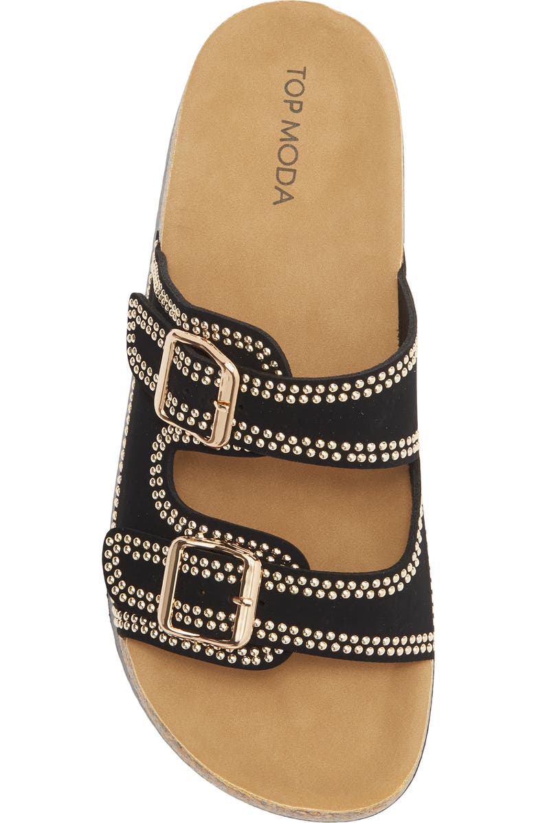 TOP MODA Avril Platform Slide Sandal, Alternate, color, Black Nub