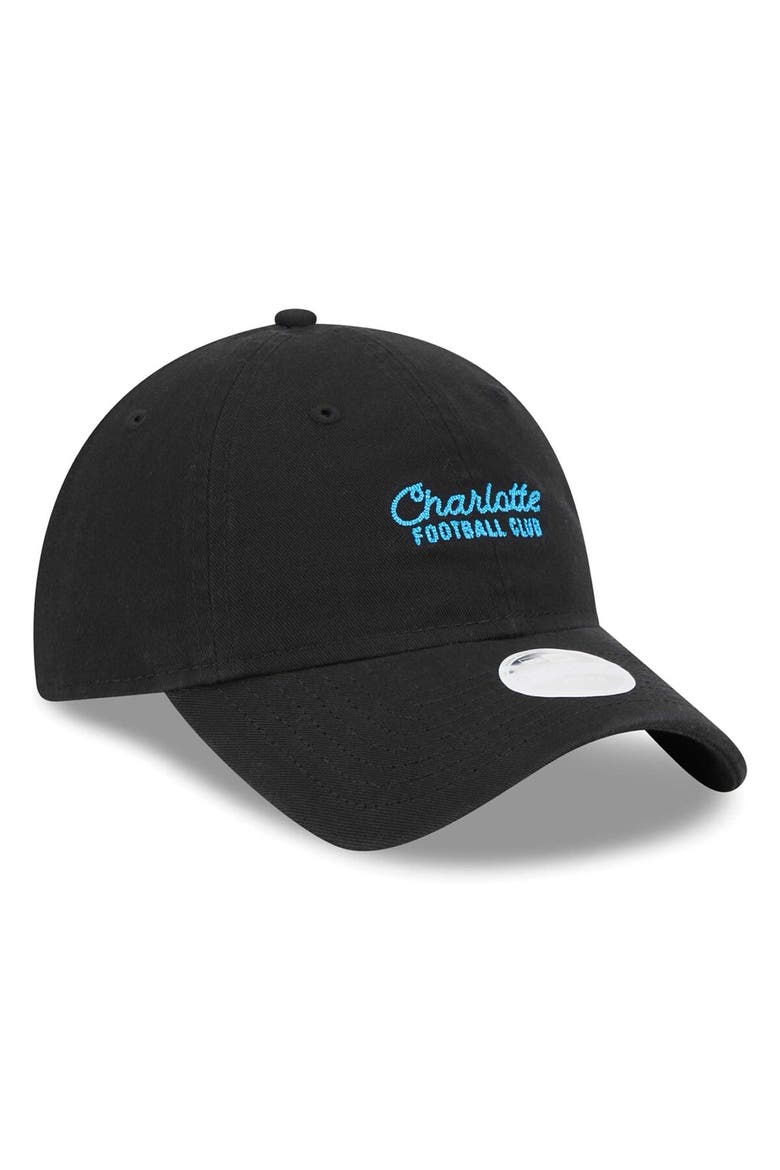 Women's New Era Black Charlotte FC Throwback 9TWENTY Adjustable Hat, Alternate, color, Black