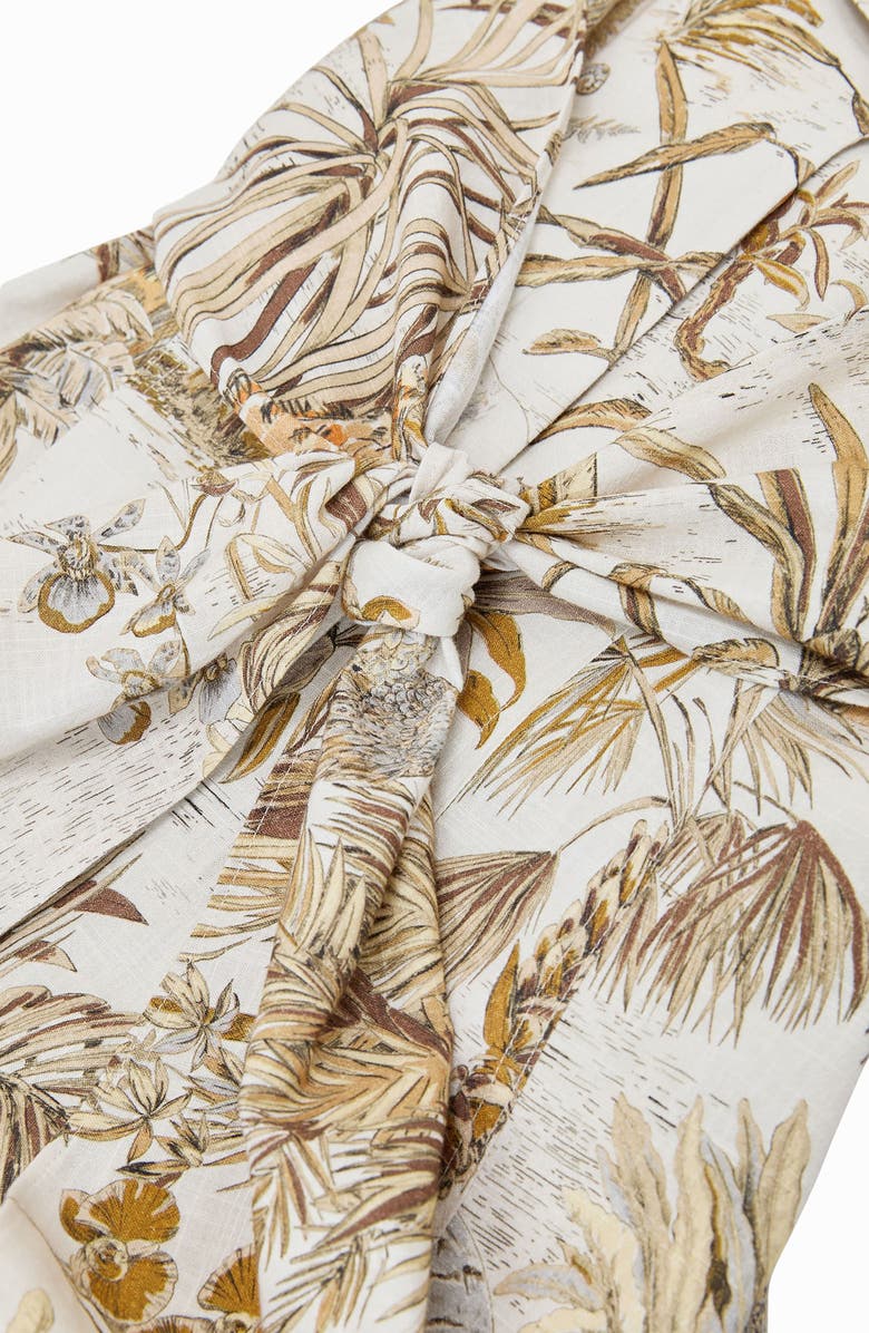 Reiss Tate Safari Print Front Tie Midi Dress, Alternate, color, Neutral