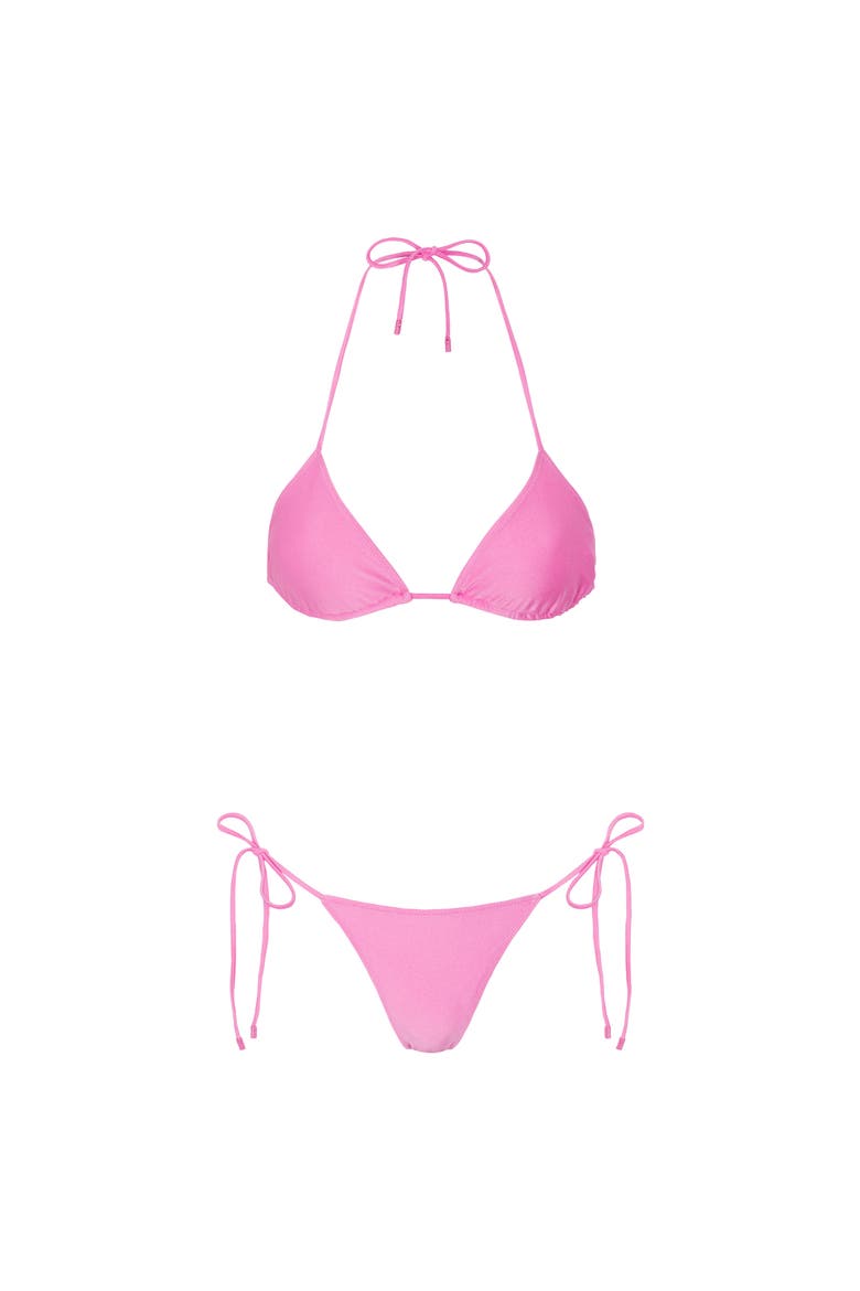 Le Triangle Tie Side Pattern Bikini Bottom, Alternate, color, PINK