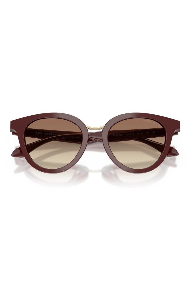 49mm Round Sunglasses, Alternate, color, BURGUNDY / BROWN GRADIENT