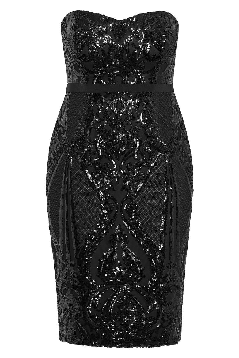 Sofia Sequin Sheath Cocktail Dress, Alternate, color, BLACK