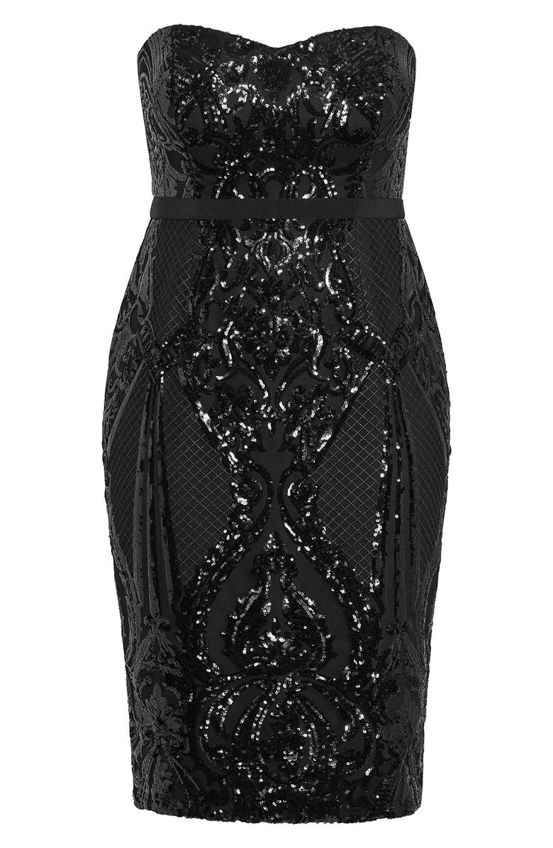 City Chic Sofia Sequin Sheath Cocktail Dress, Alternate, color, 