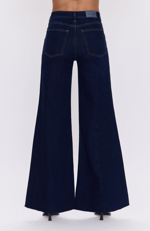 Pistola Izzy High Waist Raw Hem Wide Leg Flare Jeans In Blue