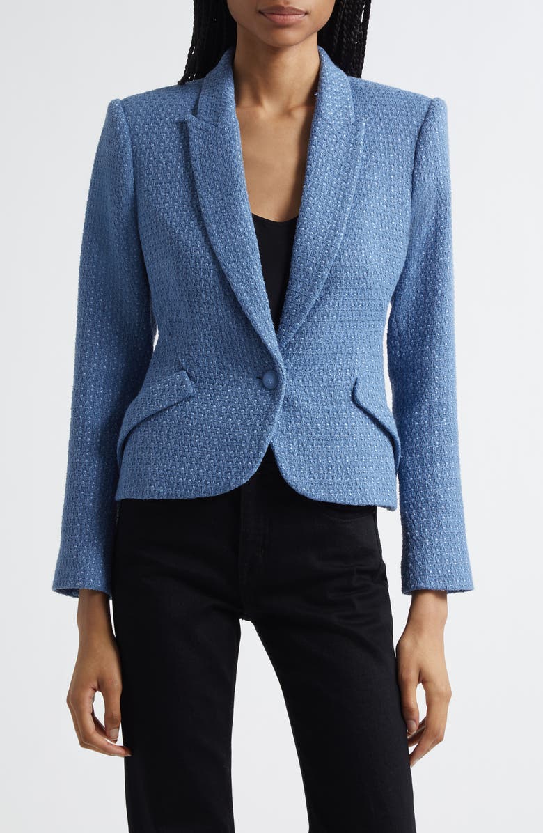 L'AGENCE Jennah Blazer, Main, color, Harbor Blue/ Good Luck Chain