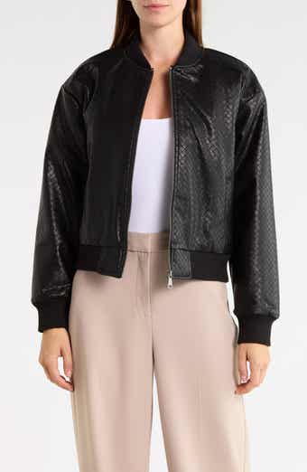 Basketweave Faux Leather Jacket