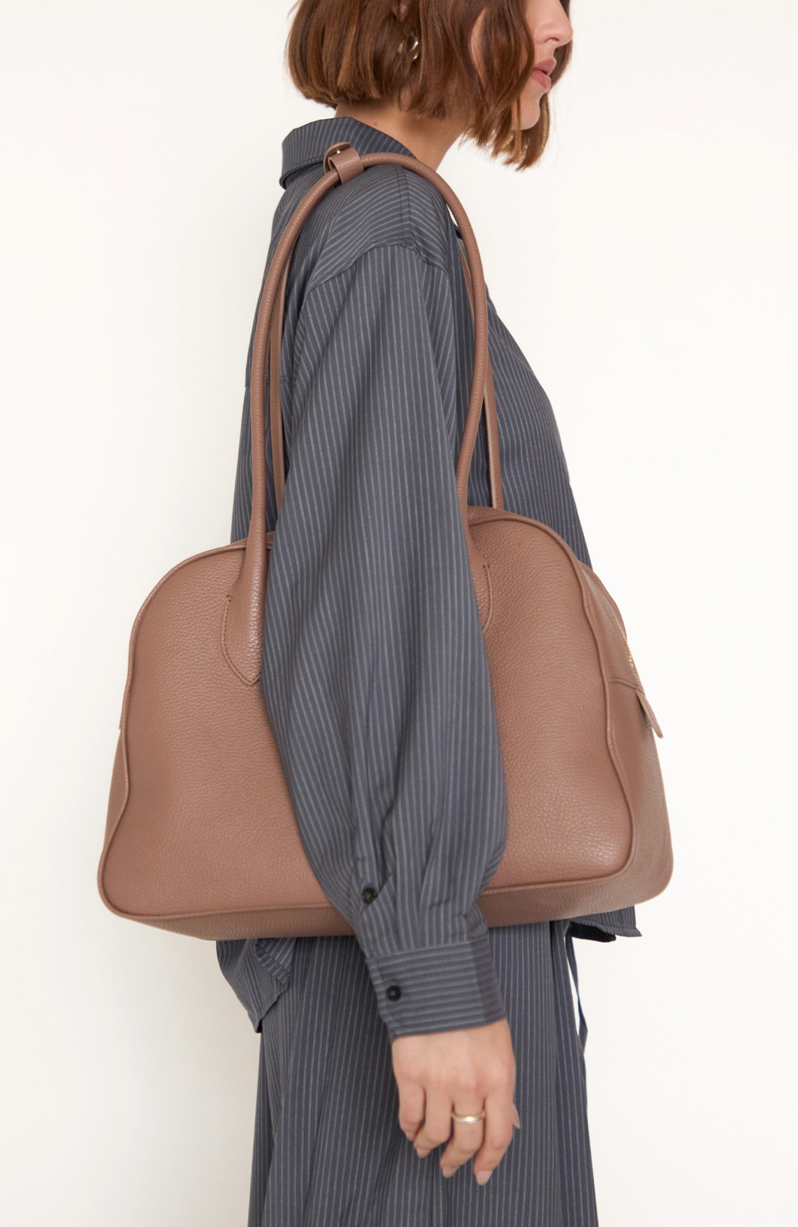 Leather Autostrada Tote Bag, Alternate, color, Taupe