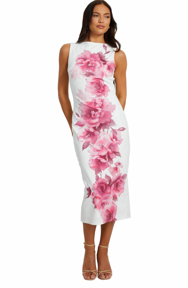 QUIZ Floral Print Scuba Crepe Maxi Dress, Main, color, 