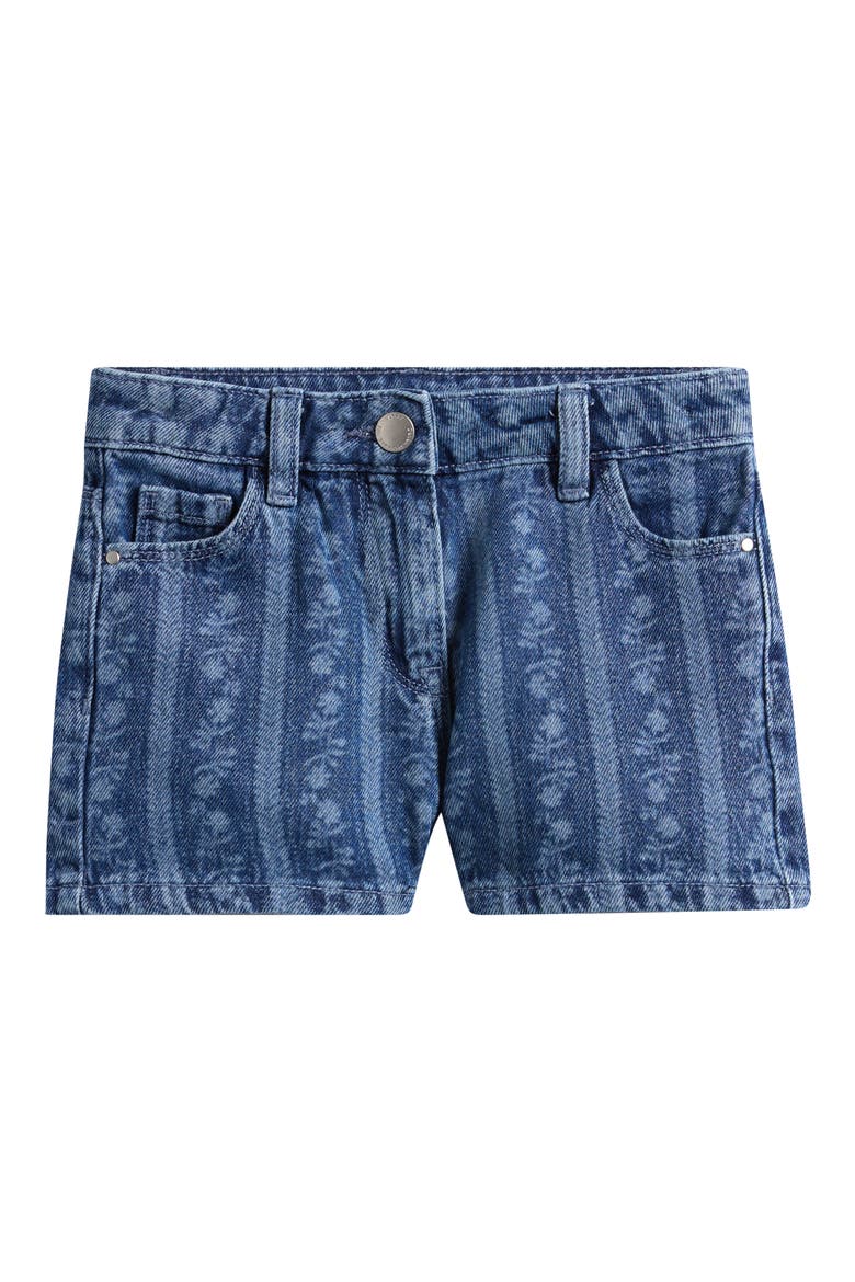 Kids' Floral Stripe Denim Shorts, Main, color, BLUE