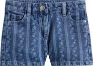 NEXT Kids' Floral Stripe Denim Shorts