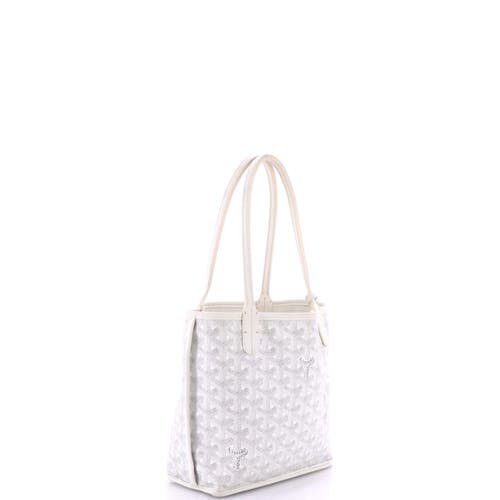 Pre-owned Goyard Goyard Anjou Reversible Tote Printed Coated Canvas Mini In White