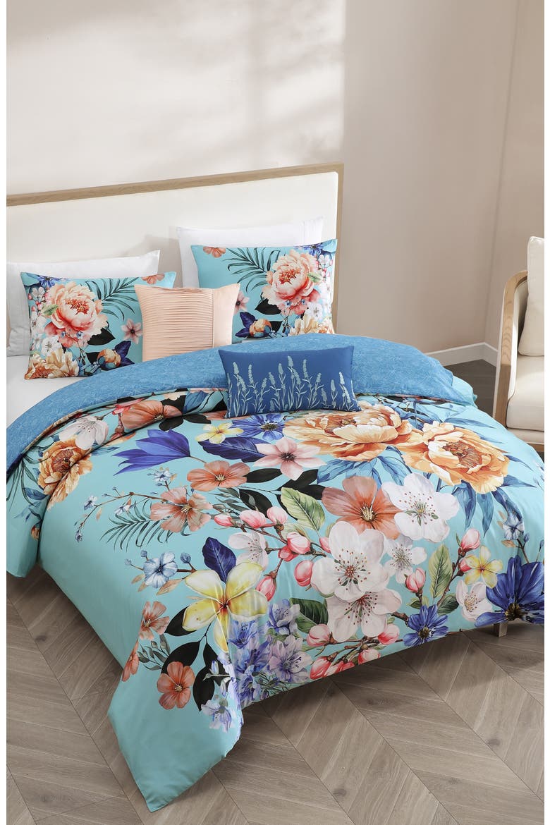 Turquoise Reverie 5-Piece Comforter Set, Alternate, color, BLUE