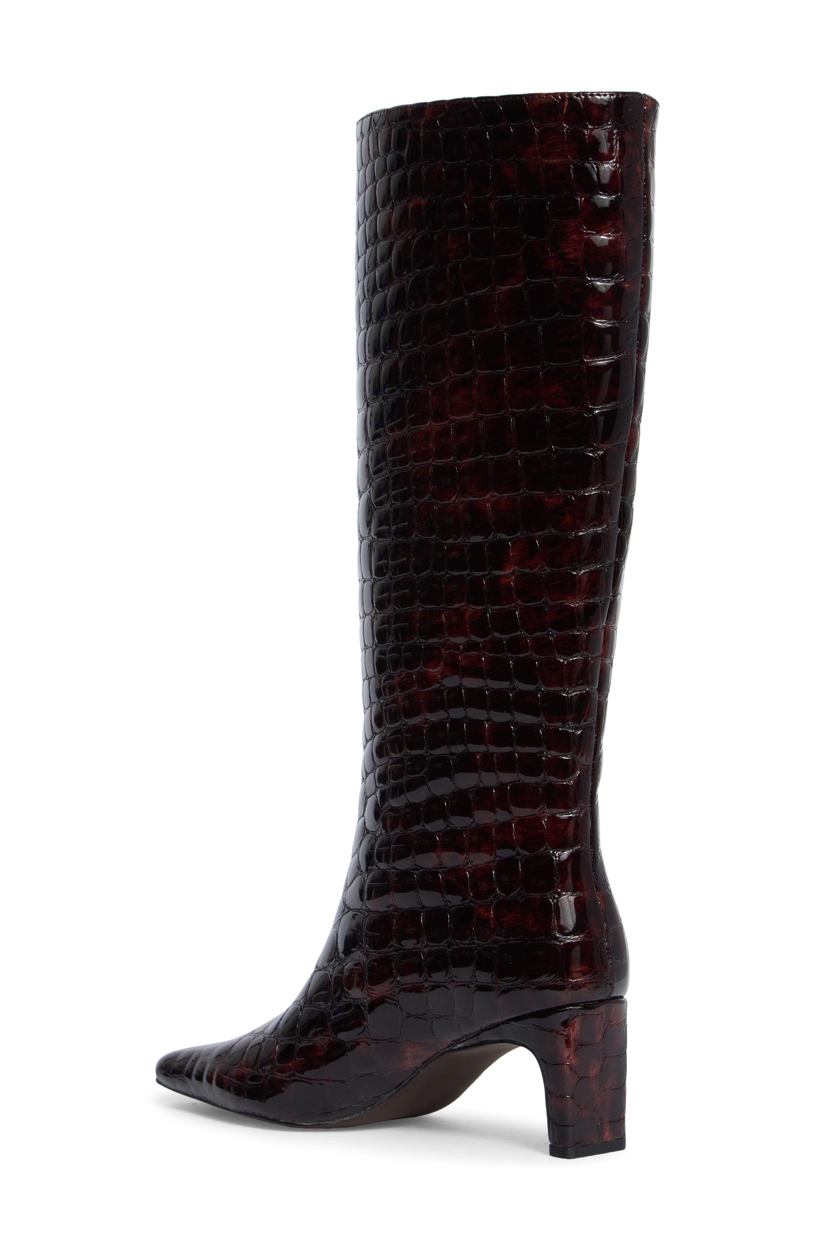 Jendi Leather Knee High Boot, Alternate, color, TORTOISE CROCO