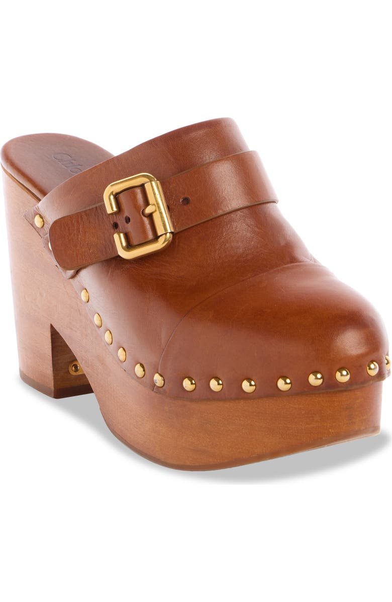 Chloé Jeanette Platform Clog, Main, color, 27T Ginger Brown