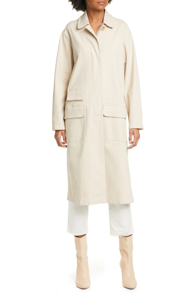 Nili Lotan Samuel Stretch Canvas Duster Coat, Alternate, color, 