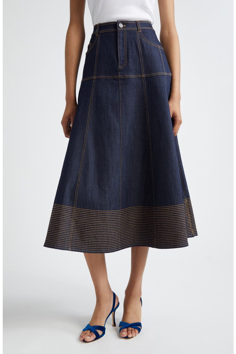 Hester A-Line Denim Skirt, Main, color, INDIGO