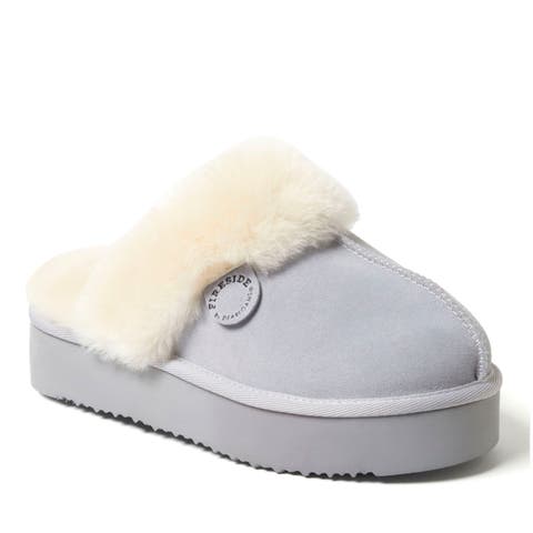 Fireside Melton Genuine Shearling Platform Scuff Slipper (Women)
