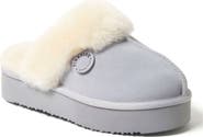 DEARFOAMS Fireside Melton Genuine Shearling Platform Scuff Slipper