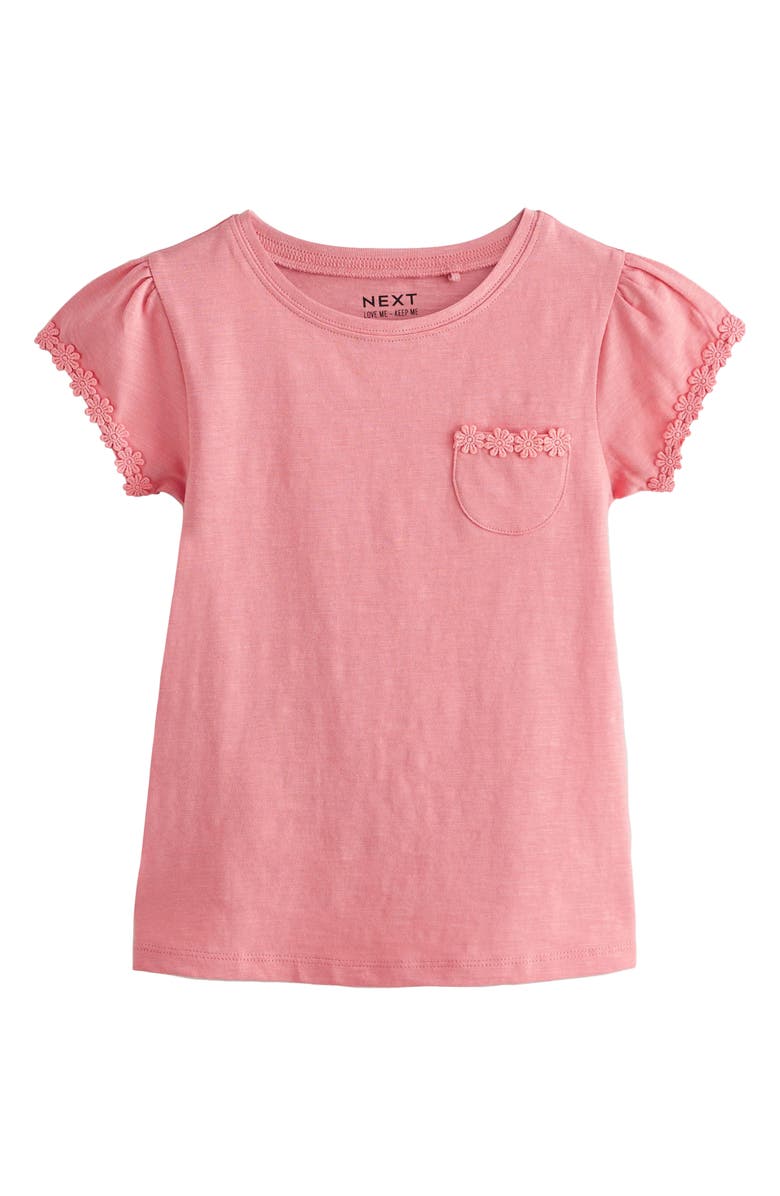 NEXT Kids' Assorted 3-Pack Floral Appliqué Cotton T-Shirts, Alternate, color, Multi Pink