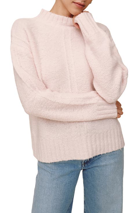 Mock Neck Merino Wool Blend Sweater