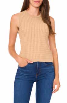 Halogen® Cable Stitch Cotton Sweater Tank