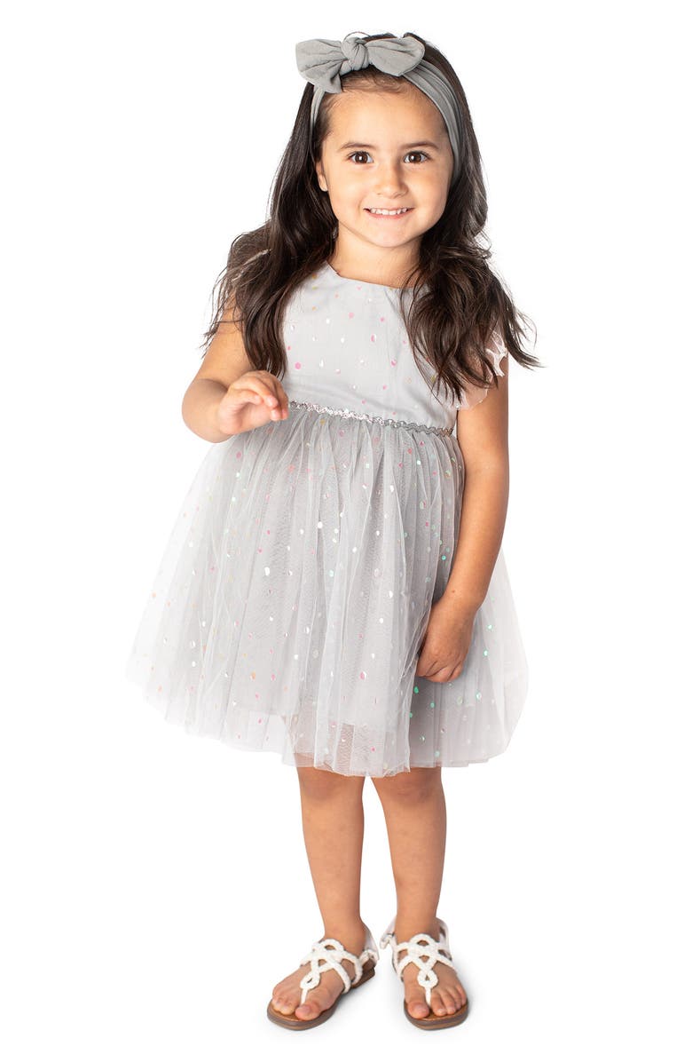 Popatu Foil Circle Tulle Party Dress, Main, color, Grey