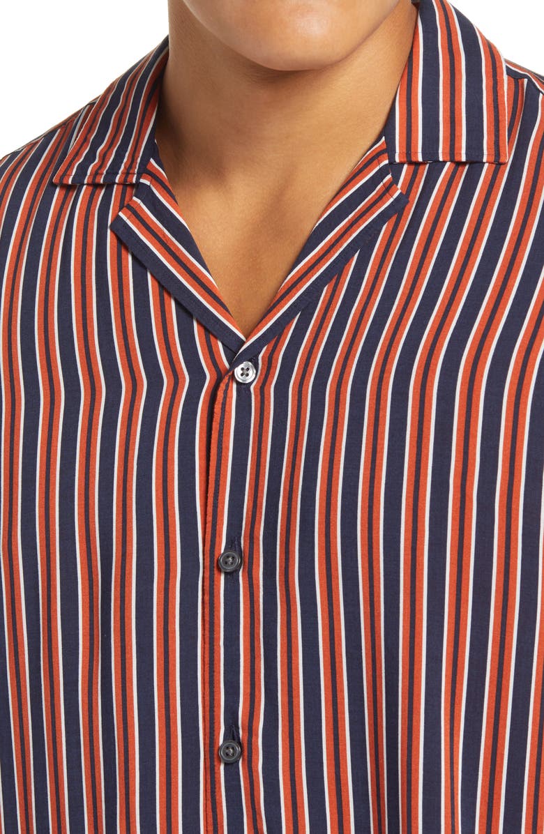 BOSS Lello Slim Fit Stripe Button-Up Camp Shirt, Alternate, color, 