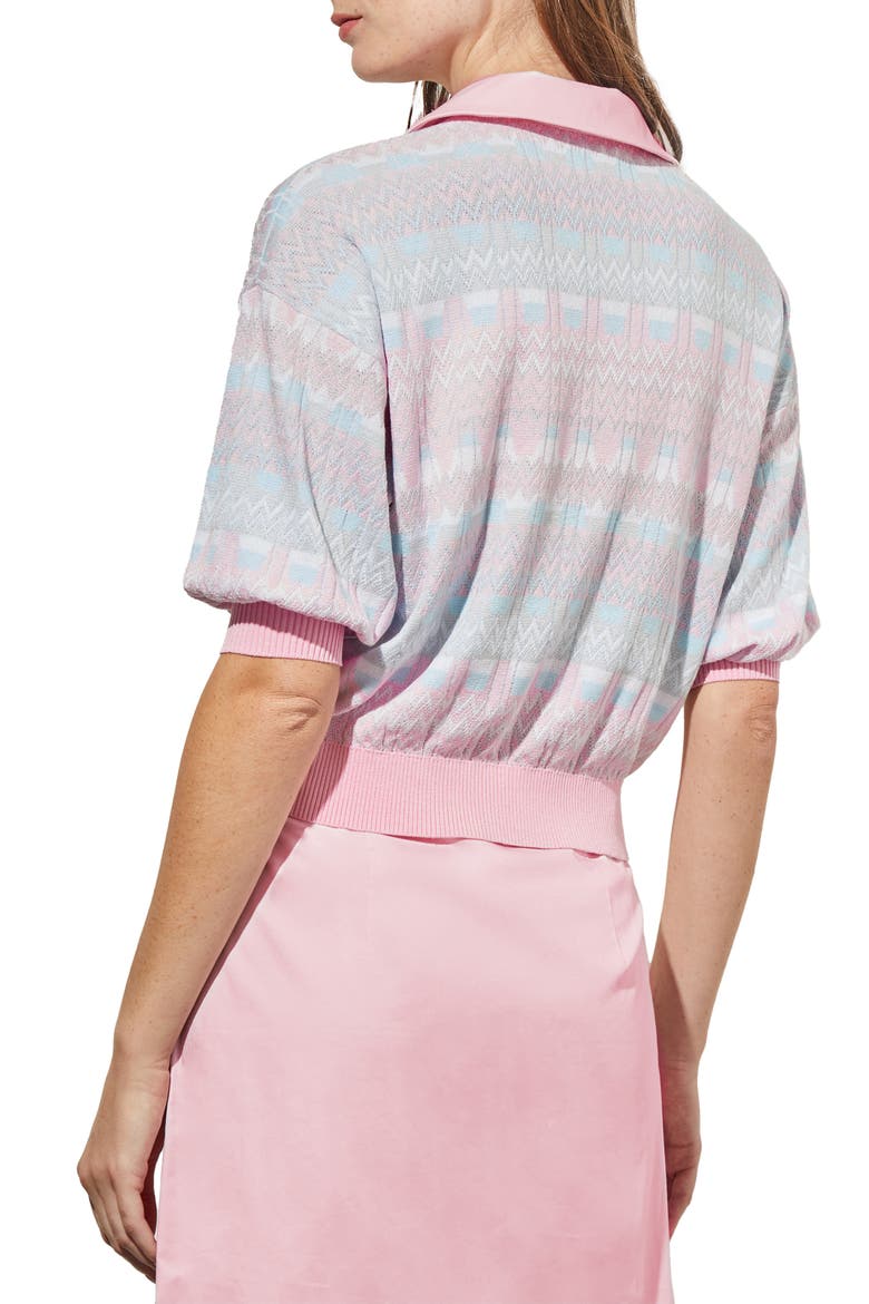Puff Sleeve Pointelle Top, Alternate, color, PERFECT PINK MULTI