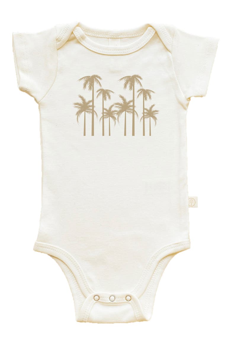 Palm Trees Organic Cotton Bodysuit, Main, color, NATURAL