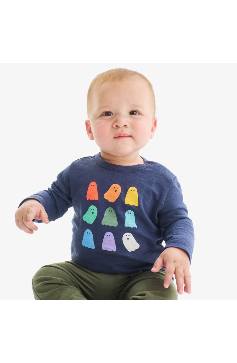 Primary Baby Long Sleeve Rainbow Ghost Tee, Alternate, color, Sunwashed Navy