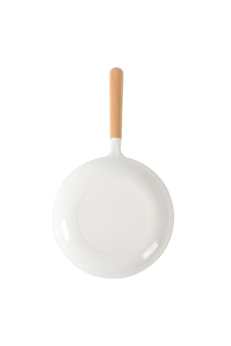 Pre-Seasoned Cast Iron Skillet with Wood Handle, Natural Nonstick Lightweight Frying Pan, Alternate, color, White