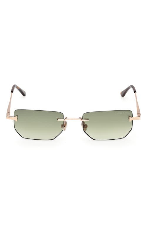Tom Ford Rimless Rectangle-frame Sunglasses In Green