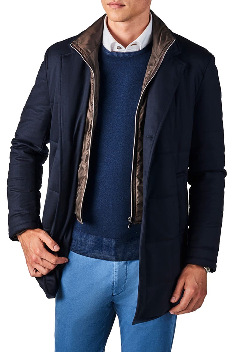 Classic Fit Stretch Wool Car Coat, Main, color, NAVY