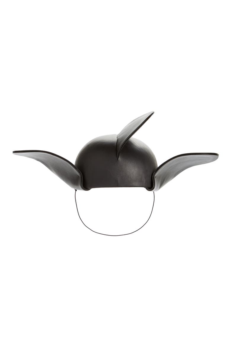 Wings Leather Hat, Alternate, color, BLACK