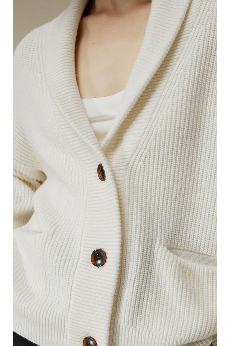 Women's Wool Knit Shawl Collar Cardigan, Alternate, color, White