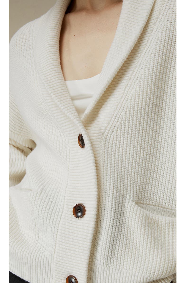 Lilysilk Women's Wool Knit Shawl Collar Cardigan, Alternate, color, White