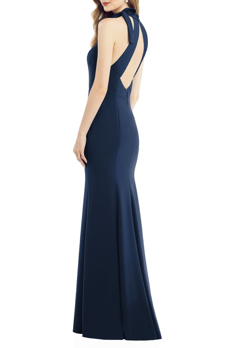 After Six Bow Neck Crepe Gown, Alternate, color, 