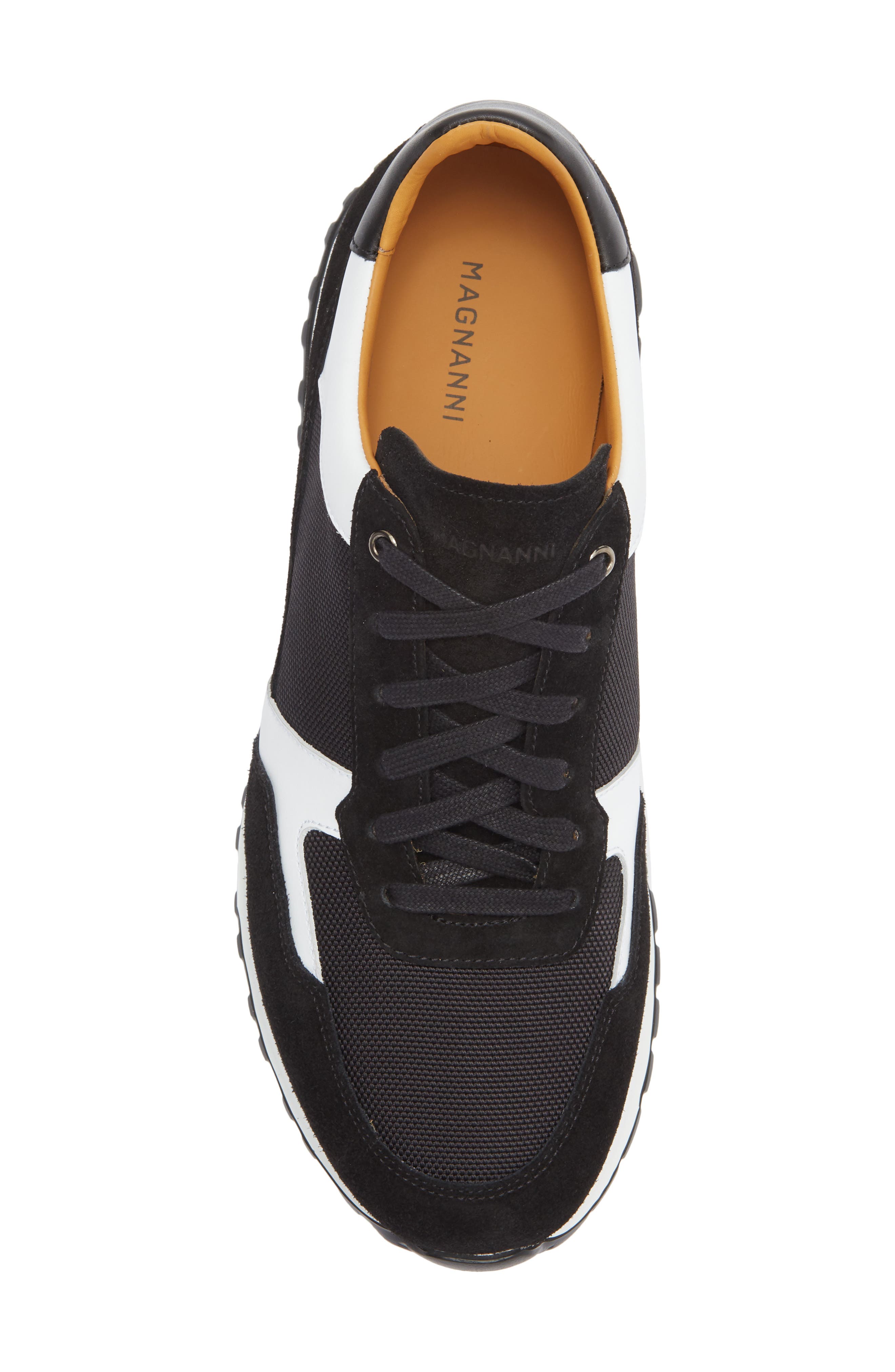 Magnanni Leather Sneaker, Alternate, color, Black / White