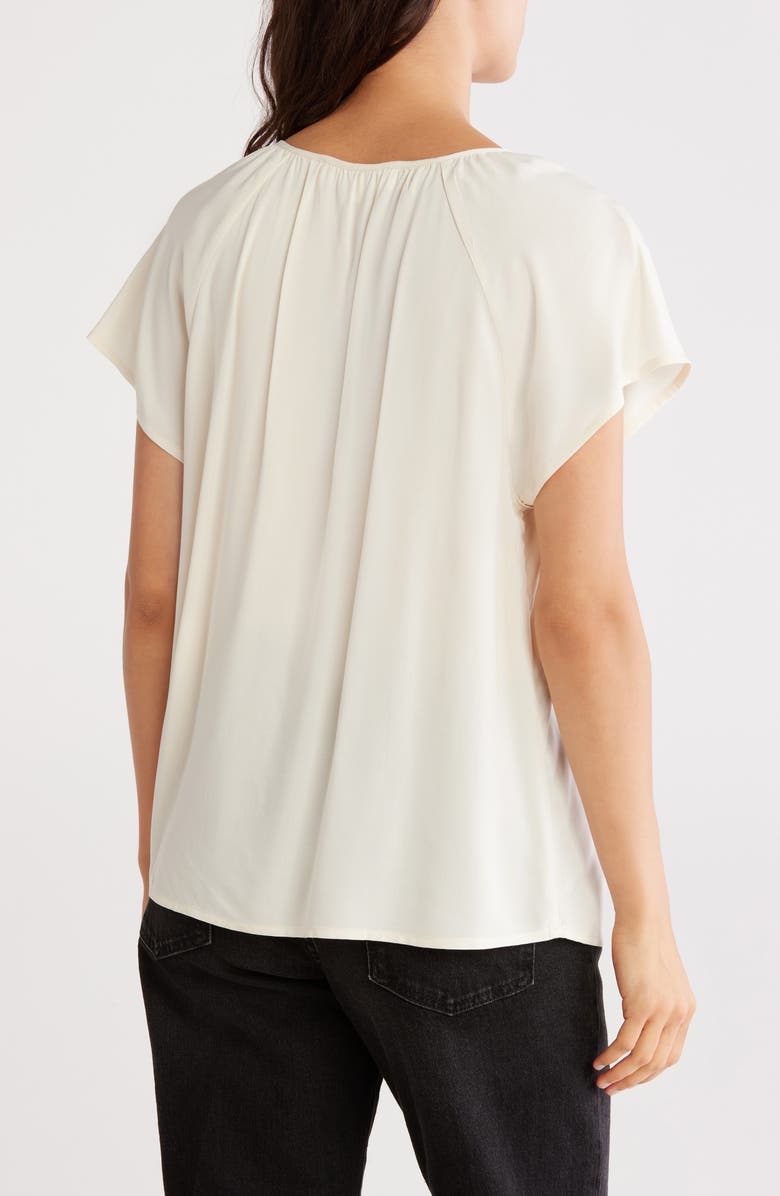 CHELSEA AND THEODORE Golden Dream Embroidered Short Sleeve Top, Alternate, color, Ivory/ Black