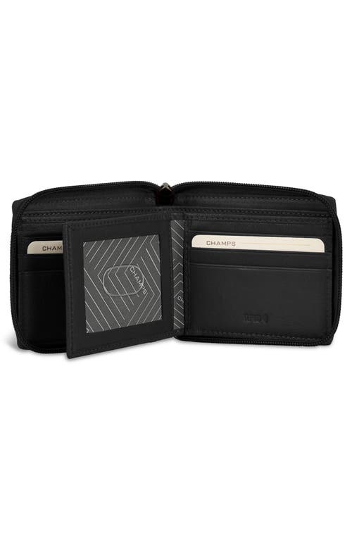 Champs Onyx Zip Around Bifold Wallet In Black