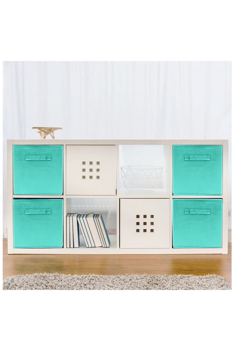 Foldable Storage Cube Basket Bin - Set of 6 - Teal, Alternate, color, TEAL