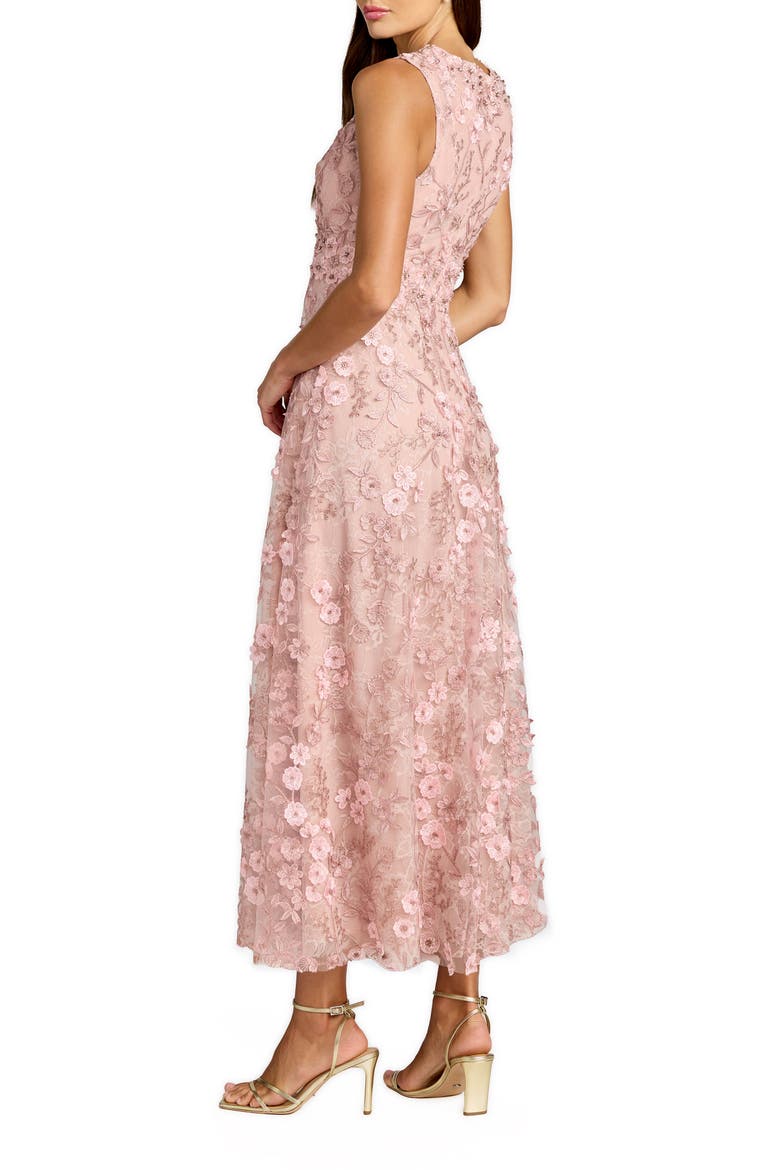 Floral Embroidered High Neck Midi Dress, Alternate, color, Rose