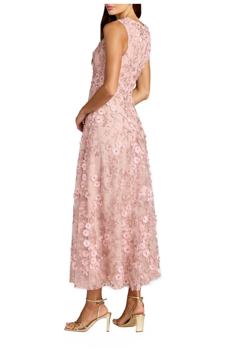 Mac Duggal Floral Embroidered High Neck Midi Dress, Alternate, color, Rose