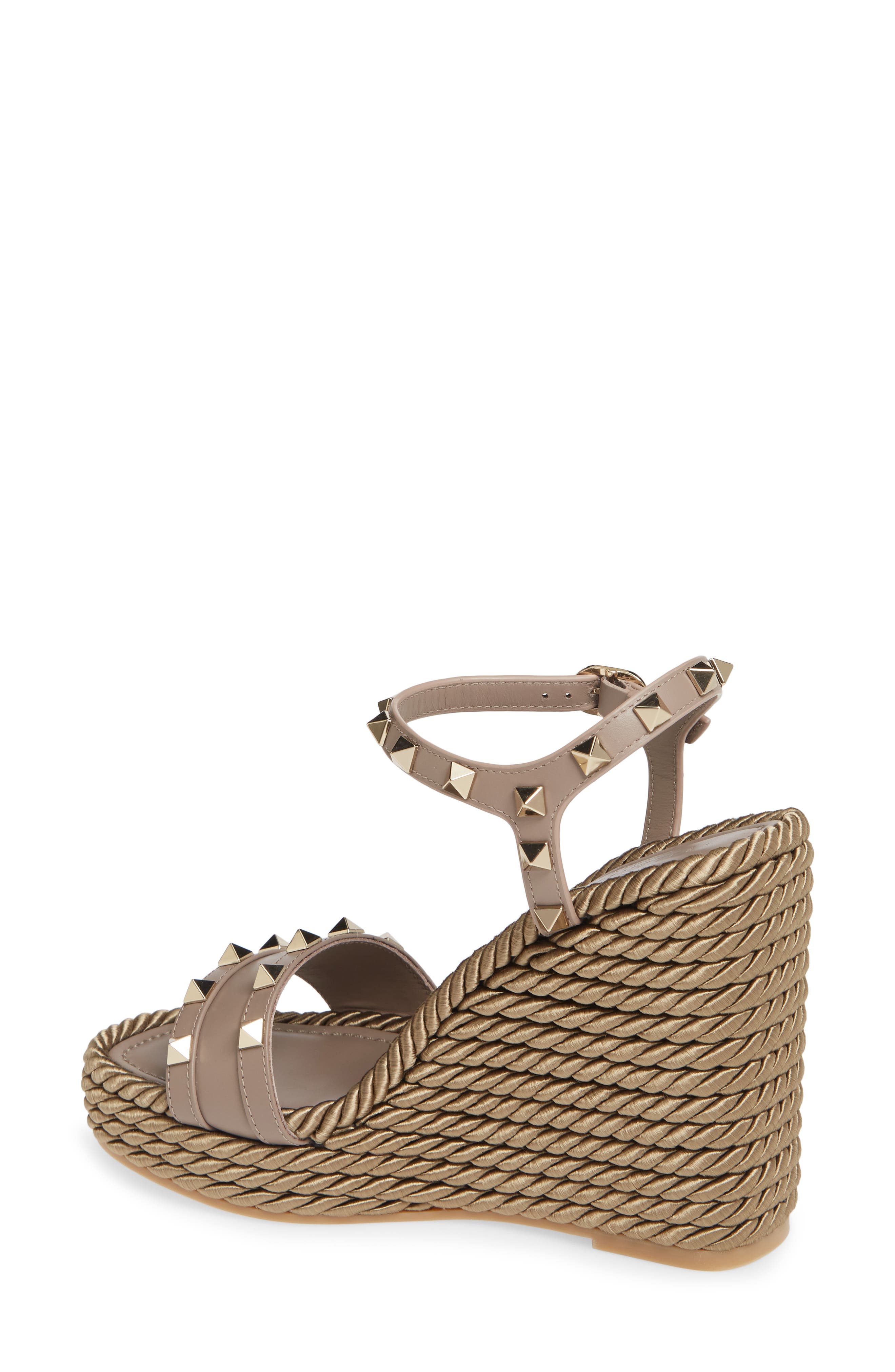 Rockstud Thorchon Espadrille Wedge Sandal, Alternate, color, TAUPE