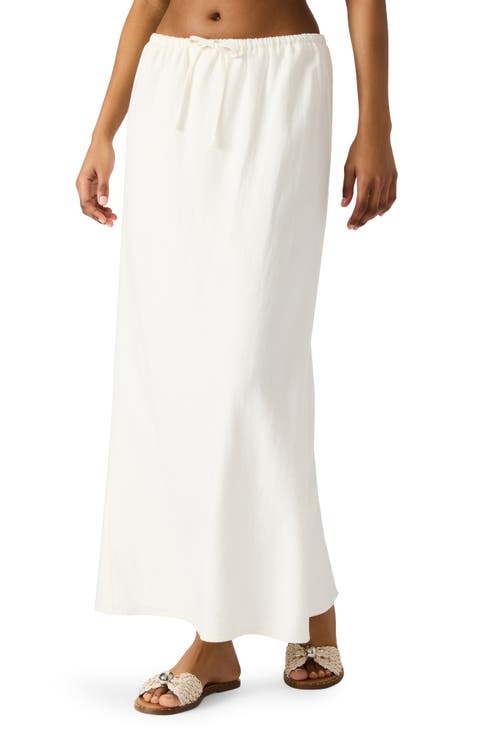 Cadi Linen Drawstring Waist Maxi Skirt