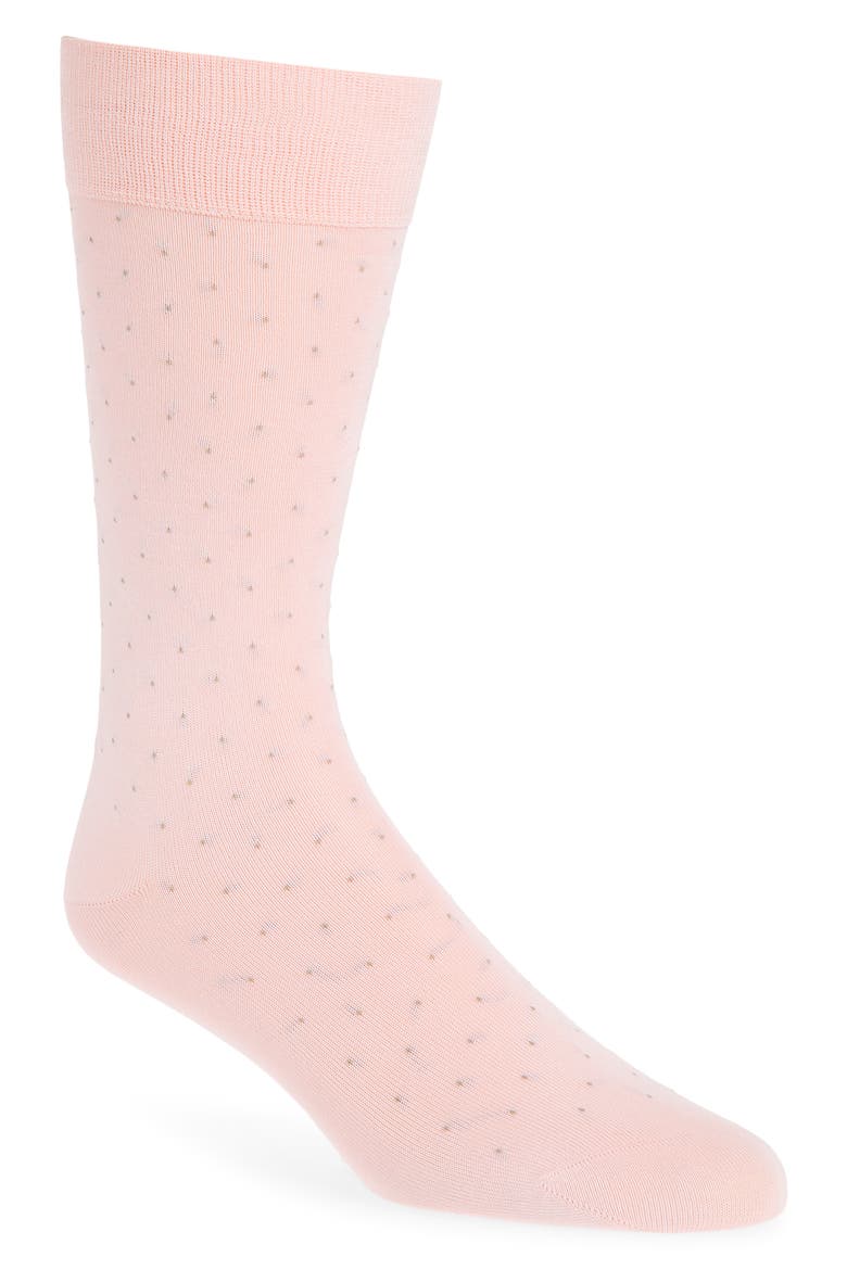 Gadsbury Fil Coupé Dot Dress Socks, Main, color, SHELL PINK