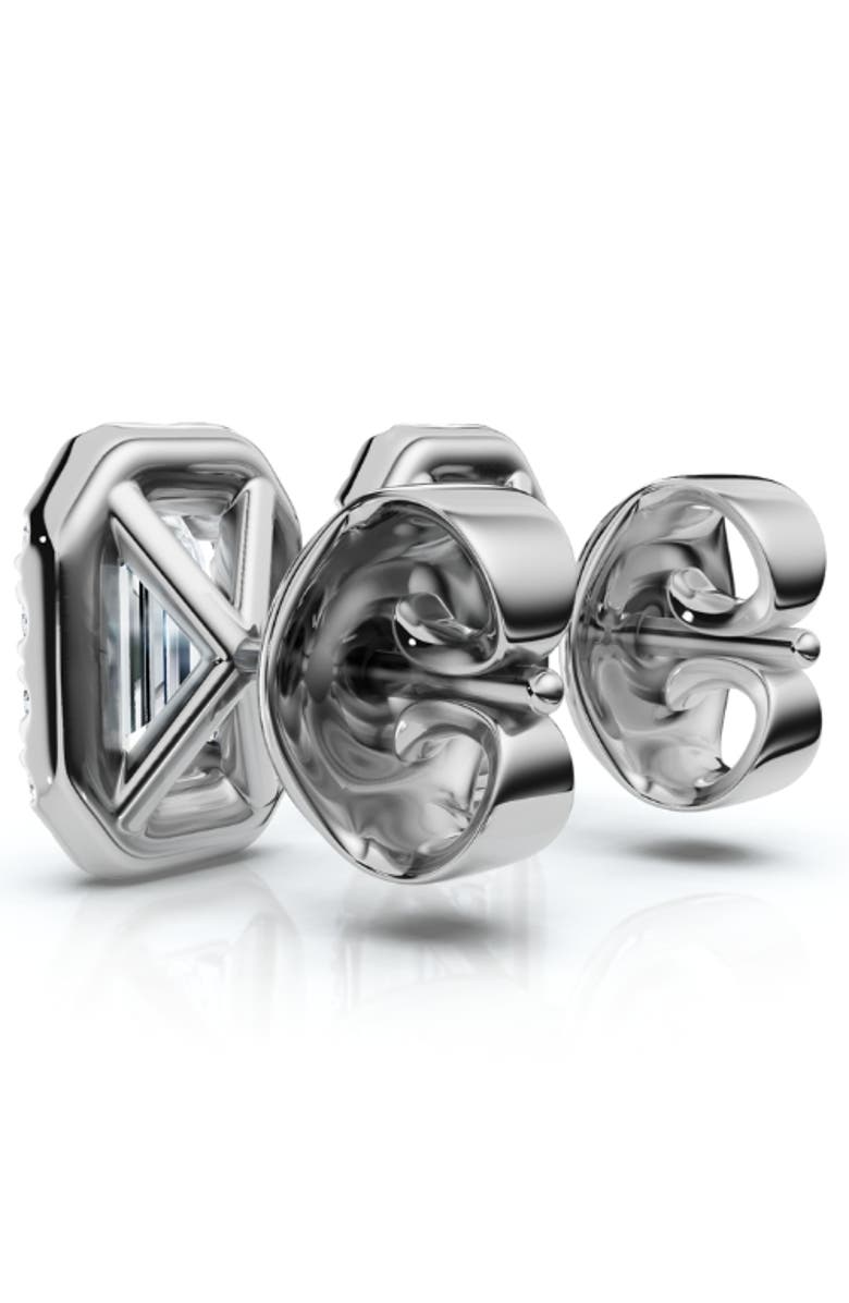Bliss Diamond 3/4Ct Emerald Lab Grown Diamond Halo Studs Silver Earrings, Alternate, color, Silver