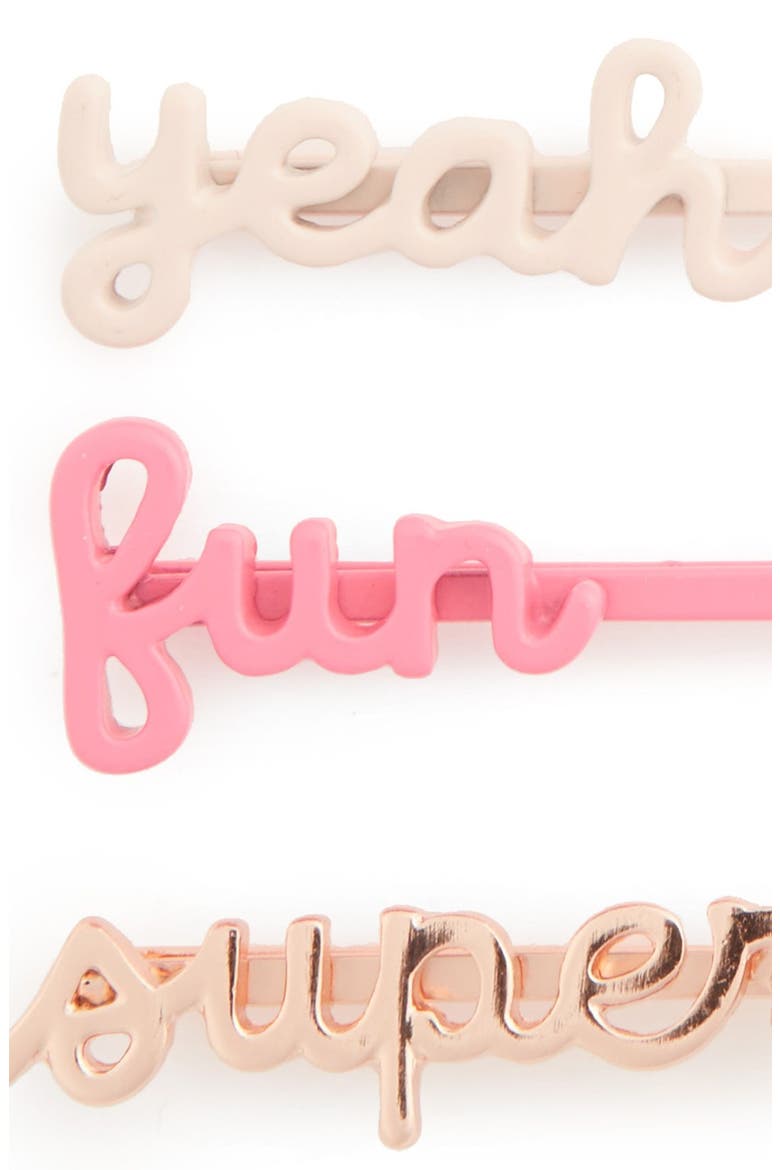 'Girl Talk' Bobby Pins, Alternate, color, ROSE GOLD/ NEON PINK/ BLUSH