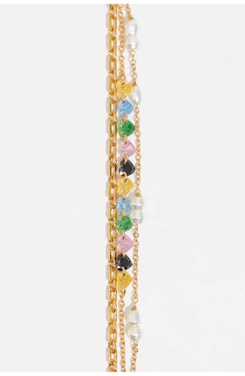 Bimba y Lola Triple-Layer Chain Heart Crystals Bracelet, Alternate, color, 