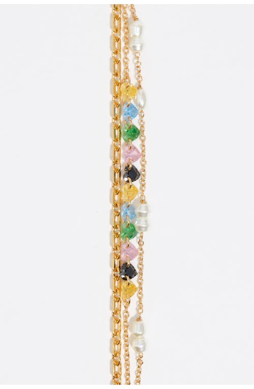 Bimba Y Lola Triple-layer Chain Heart Crystals Bracelet In Gold